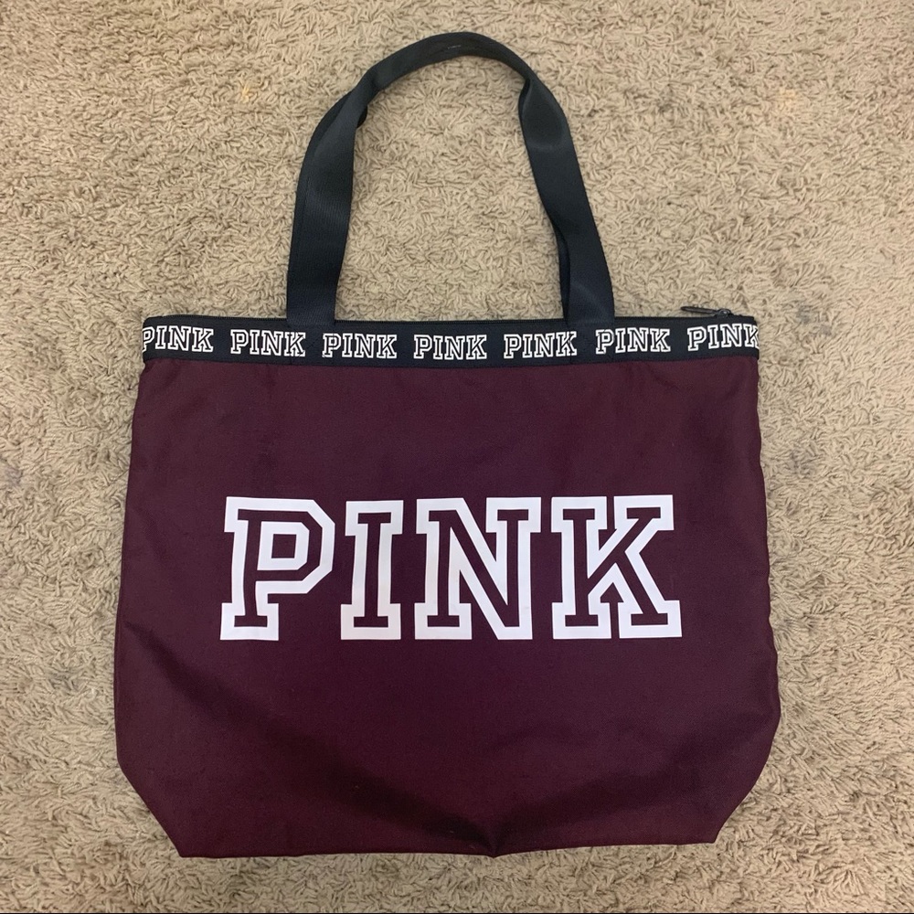 PINK Victoria’s Secret Maroon Tote Zipper Bag